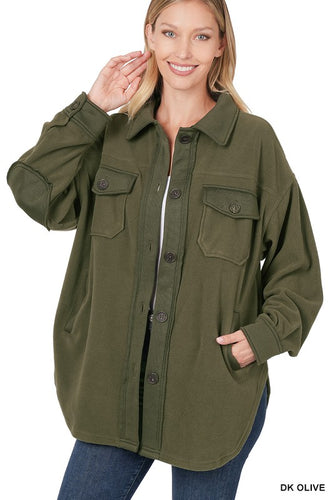 Fleece Shacket - Olive