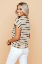 Mock Neck Striped Top