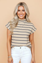 Mock Neck Striped Top