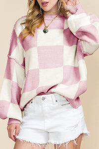 Checkered Sweater - Pink