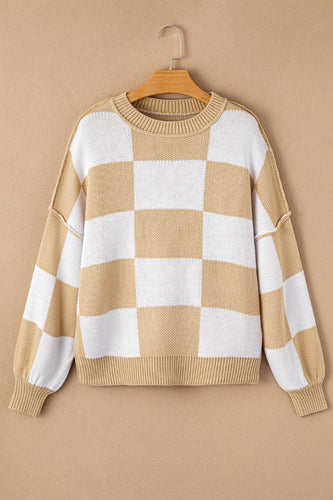 Checkered Sweater - Khaki