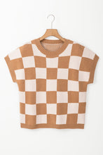 Checkered Short Sleeve Sweater