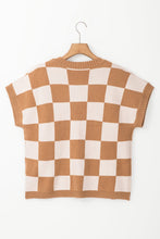Checkered Short Sleeve Sweater