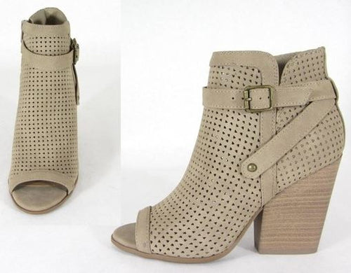 Open Toe Taupe Bootie