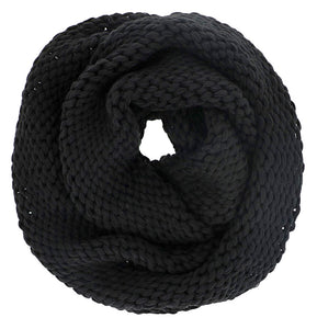 Chunky Knit Infinity Scarf - Black