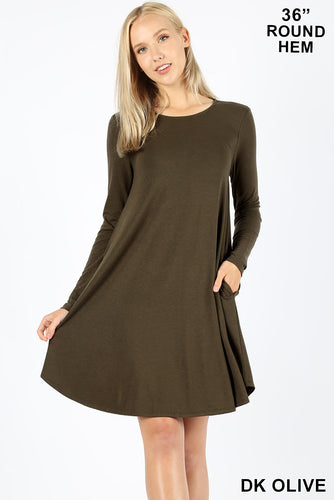 Long Sleeve Shirt Dress - Olive